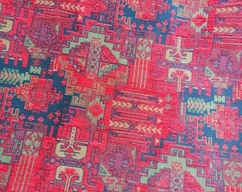 Dark red upholstery fabric, kilim bohemian boho, tapestry upholstery fabric, Red Turkish fabric, aztec upholstery fabric by the meter yard.