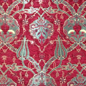 Upholstery kilim, bohemian boho, Floral Fabric with Tulip & Clove Pattern, Velvet Fabric, Moroccan Fabric, tapestry ottoman Kilim Fabric. image 2