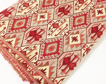 Upholstery Kilim Fabric, Turkish Fabric By the Yards, Oriental kilim fabric, Chenille Fabric, boho kilim fabric, Turkish oriental fabric.