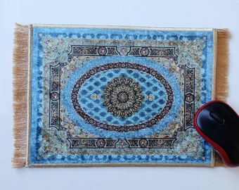 Mouse Pad Mat Turkish Rug, Office Decor, Table Mat, Dining Table decor, Computer Tablet Mat, Non Slip Backside