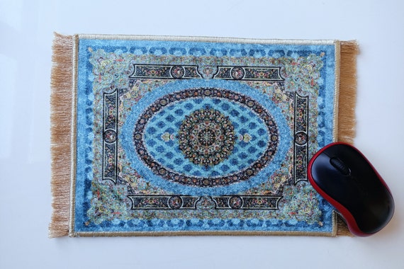 Mouse Pad Mat Turkish Rug, Office Decor, Table Mat, Dining Table decor, Computer Tablet Mat, Non Slip Backside