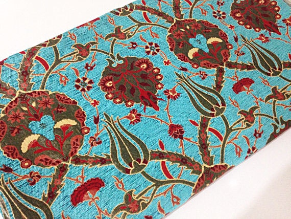 Chenille Jacquard Chenille Upholstery Fabric Floral Fabric with Tulip/&Clove Pattern by the 5 Meter Yard Oriental Style Heavy Fabric