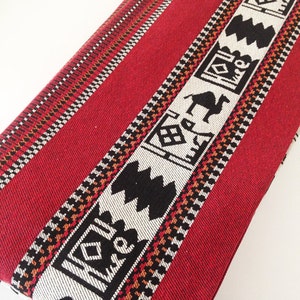 Red Traditional fabric, Ethnic Tribal Style Upholstery Fabric, Red Cotton Woven Fabric,Tapestry Fabric, kilim fabric by the yard / meter image 2
