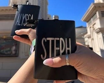Personalized etched FLASK. Groomsmen, wedding party, Birthday gifts.