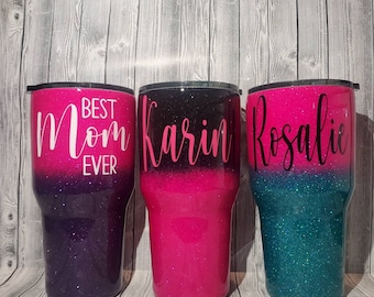 Custom Glitter Ombre Tumbler: Personalized Stainless Steel Ozark Trail 32oz
