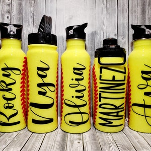 Softball Glitter Sport Water Bottle. Stainless Steel Cup. Softball Tumbler. Personalized (Optional)
