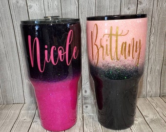 Glitter Tumbler. Custom Ombre Tumbler. Stainless Steel Ozark Trail 32oz Double Wall Vacuum Tumbler. Personalized (Optional)