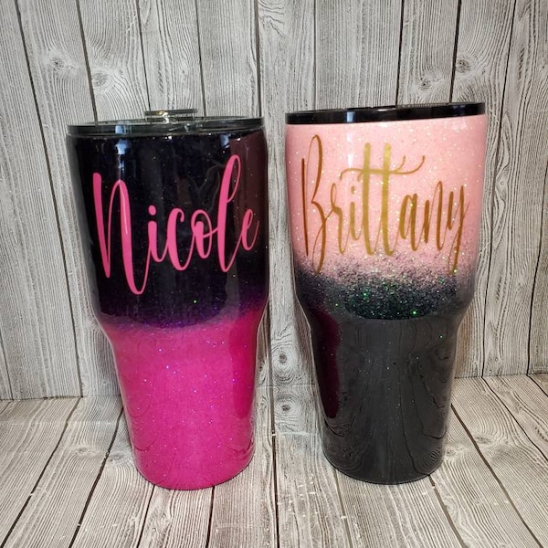 Glitter Tumbler. Custom Ombre Tumbler. Stainless Steel Ozark Trail 32oz Double Wall Vacuum Tumbler. Personalized (Optional)