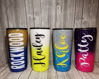 Custom Glitter Ombre Tumbler: Personalized Stainless Steel 22oz
