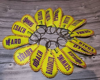 Softball bag tags / key chains.