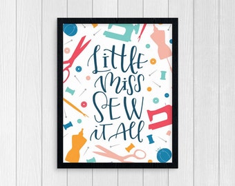 SALE Little Miss Sew It All Digital Art Print