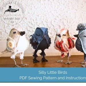 Petit motif de couture oiseau original, PDF, téléchargement numérique, tutoriel oiseau, motif animal en tissu, projet de bricolage, patron de couture ornement oiseau