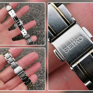 Seiko SOLAR-klocka, blå urtavla, ljusgrå visare, E/F-dagarsdatum, rostfritt stålarmband bild 9