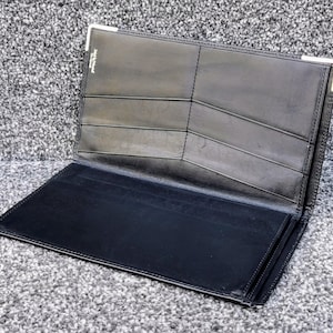 Cartera vintage de cuero Harrods, con esquinas de oro M&CL de 12 quilates (1/30), billetes, tarjetas y portadocumentos.