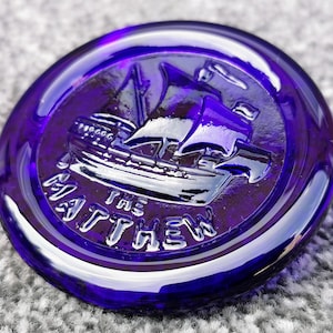 Cobalt Blue Glass Collectibles, Vintage The Matthew Of Bristol Coaster, Paperweight, Ornament, Light Diffuser, Home Decor Interior Design