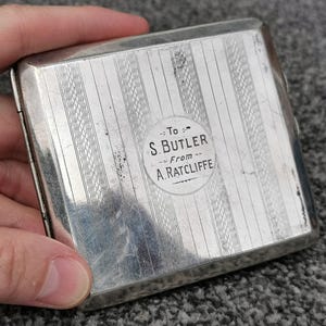Vintage 1940s EPNS Silver Plated Cigarette Case Art Deco Engine Turned Gift
