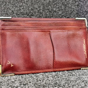 Vintage H. Simmons London, Flache Lederbrieftasche, 4 gerollte Goldecken, Originalbox, SELTEN