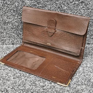 Echtes Kalbsleder Mantel Brieftasche, voller Größe, klar, Einstecktaschen, Vintage 1960er / 70er Jahre