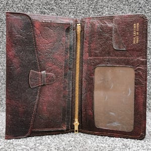 Vintage Brieftasche aus echtem Leder, ID Photo Card Notizen Reißverschlusstasche in voller Größe. Retro Geschenk für Papa, Ehemann, Opa