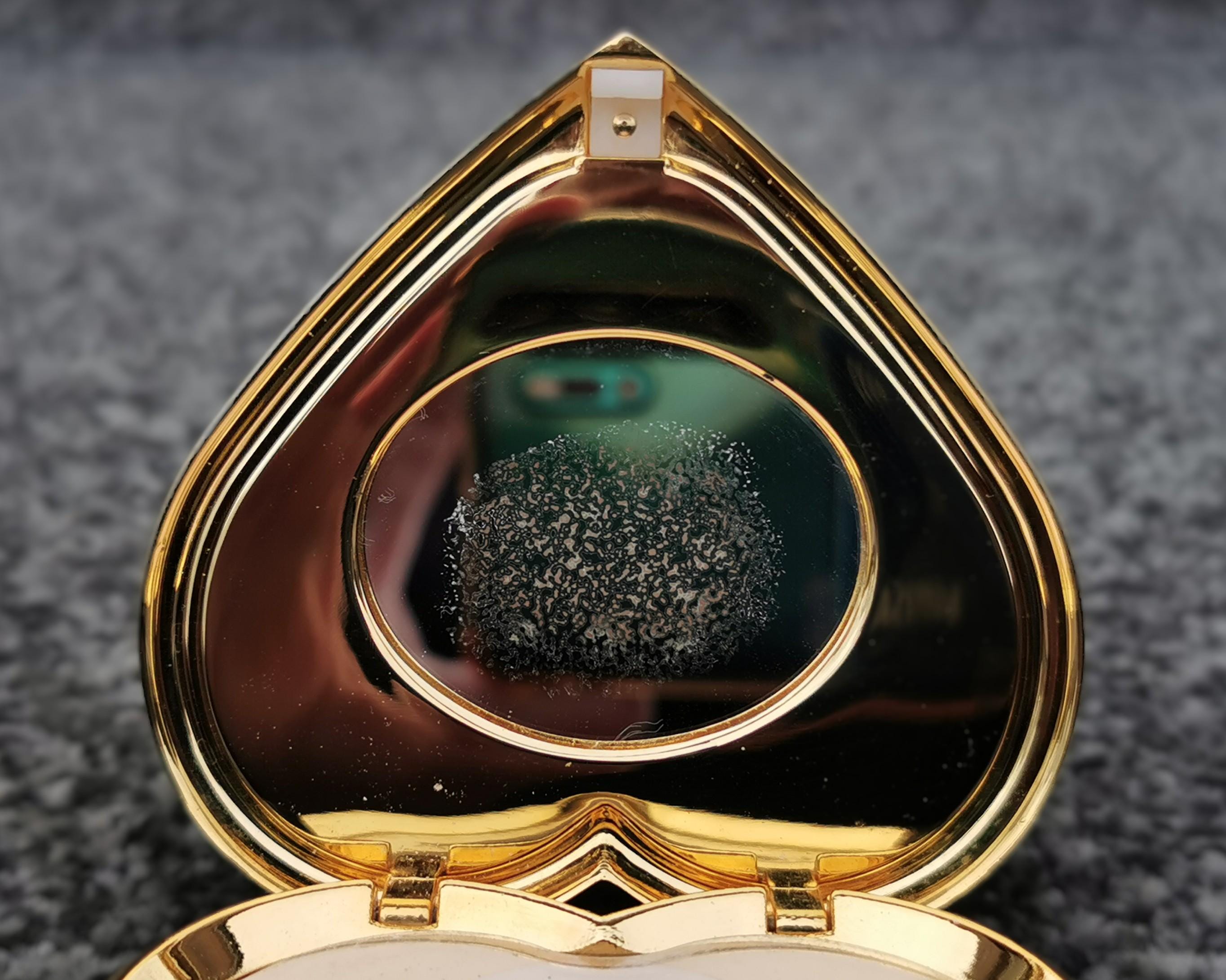 Vintage Yves Saint Laurent Heart Jewel Compact, Rhinestone YSL