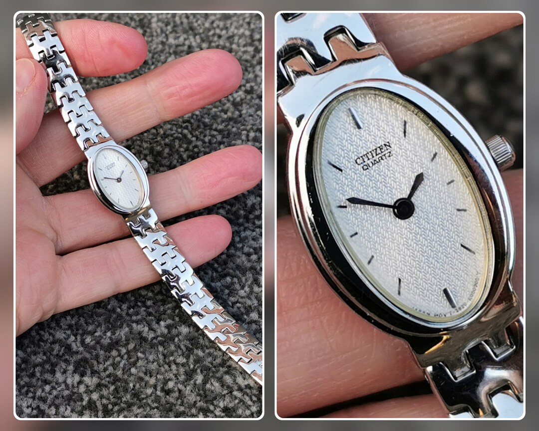 Classic CITIZEN Quartz Watch, Oval Textured Dial, Stainless Steel