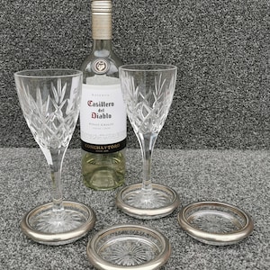 Vintage Coasters, 4 x Italian Silver Plated Crystal Glass,  Housewarming, Mum, Dad Gift Idea!