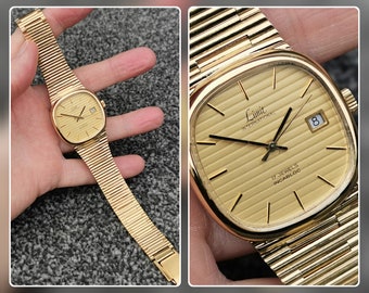 Década de 1980 Vintage LIMIT reloj cuerda a mano 17 joyas movimiento pulsera chapada en oro