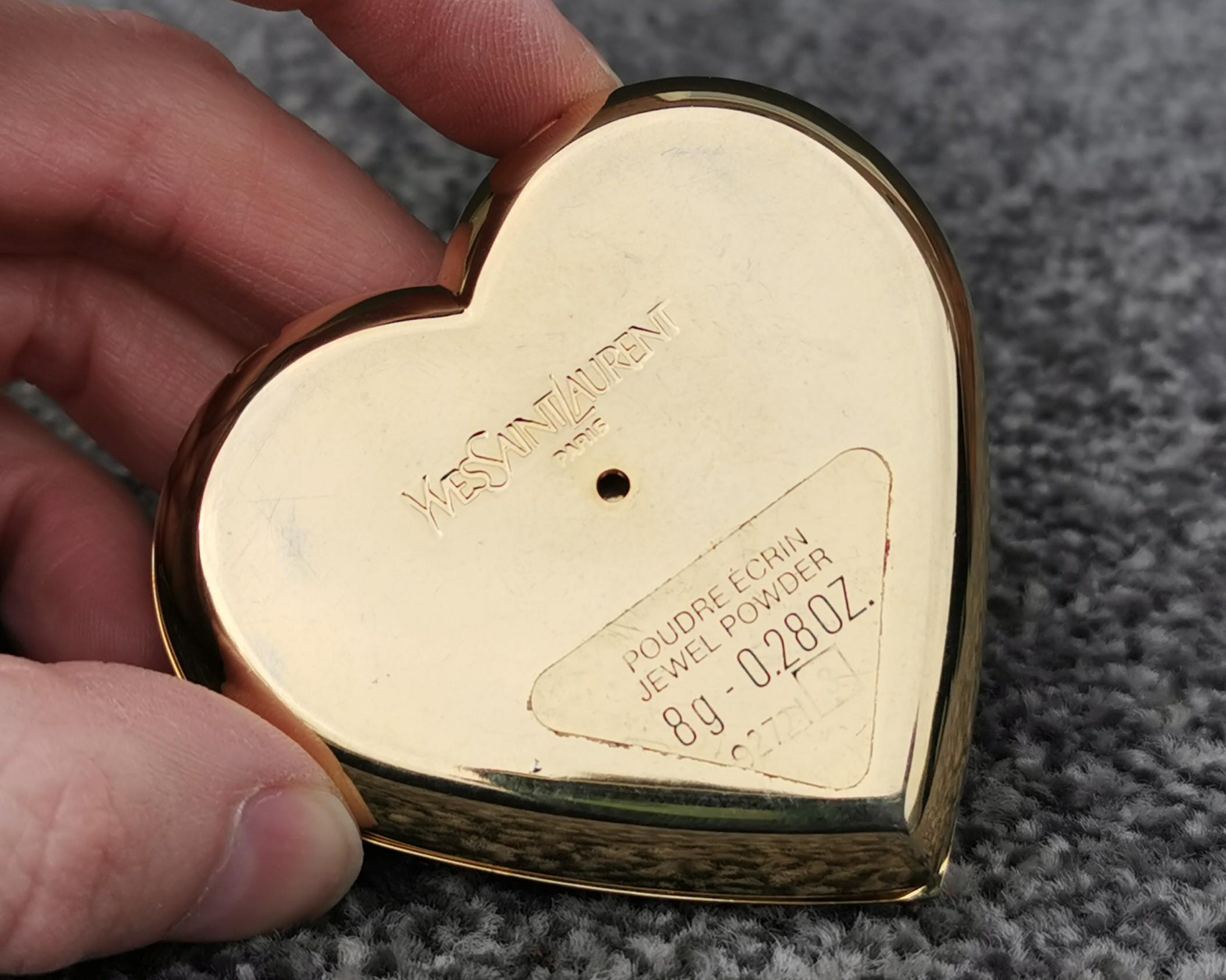 Vintage Yves Saint Laurent Heart Jewel Compact, Rhinestone YSL