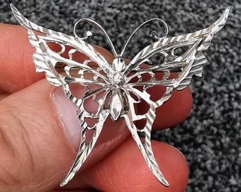 Vintage 1.7 "Solid Silver Butterfly Broche Pin Kostuum Sieraden