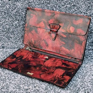 Cartera de cuero marmoleado de Avoncliff, estilo vintage, tamaño completo, para guardar notas, tarjetas y documentos, década de 1950
