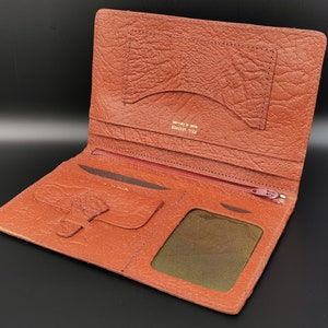 Lederbrieftasche, schlank und flach, mehrere Taschen, Vintage