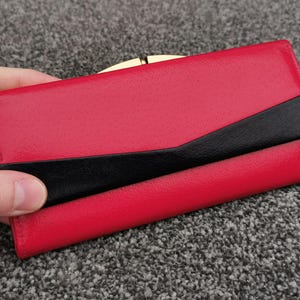 Cartera de cuero Matinee vintage, de inspiración Art Déco, negra y roja, años 50 y 60