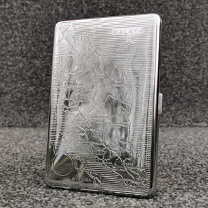 Metal Cigarettes or Card Case by EMU Sylva Chrome, Malaya Map 1950s Vintage, Pocket Size