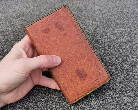 antique leather cigarette case Well Used Cigarette Case Real Leather Pigskin, Vintage English Clifton Make