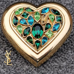 Yves Saint Lauren ハートライン ジュエリー コンパクトミラー青 Yves saint laurent vintage compact mirror - Etsy 日本