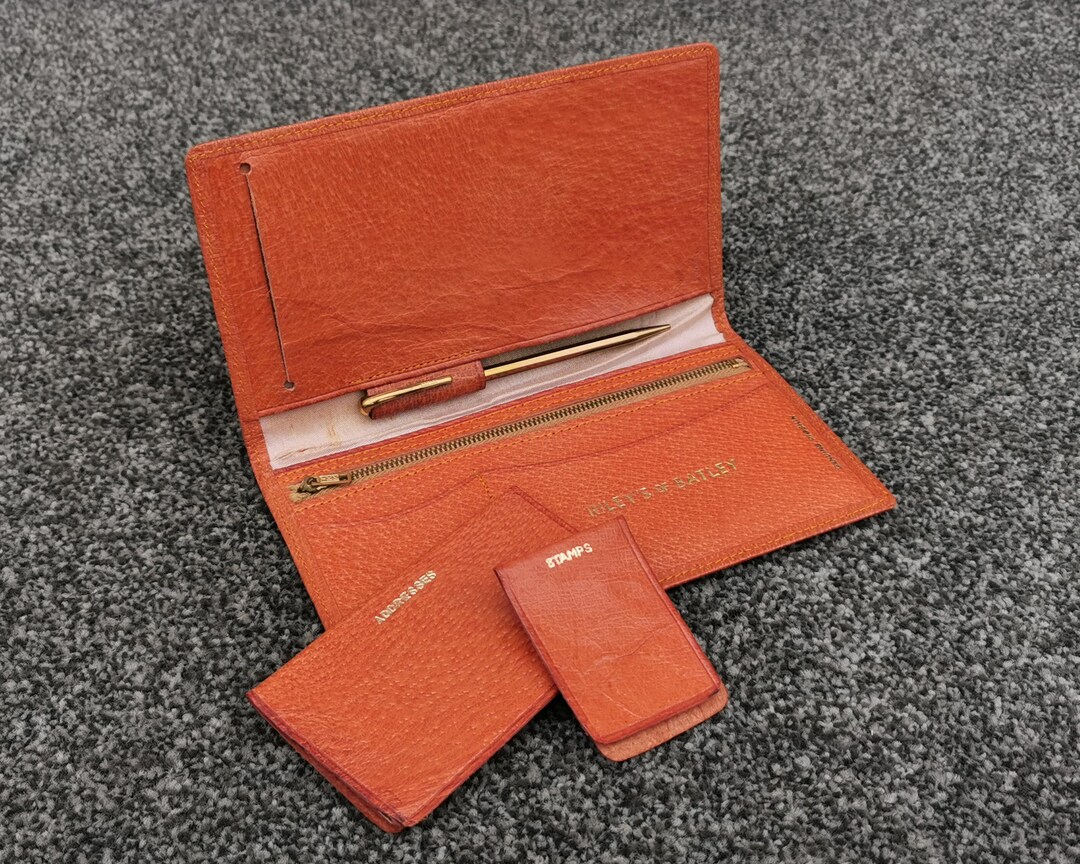 Notepad Wallet Pigskin Leather Wallet, Notepad Holder, Pencil, Address & Stamp Booklet ...