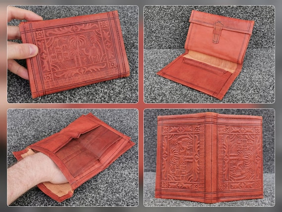 Artisan Moroccan Tan Leather Coat Wallet Handmade… - image 1
