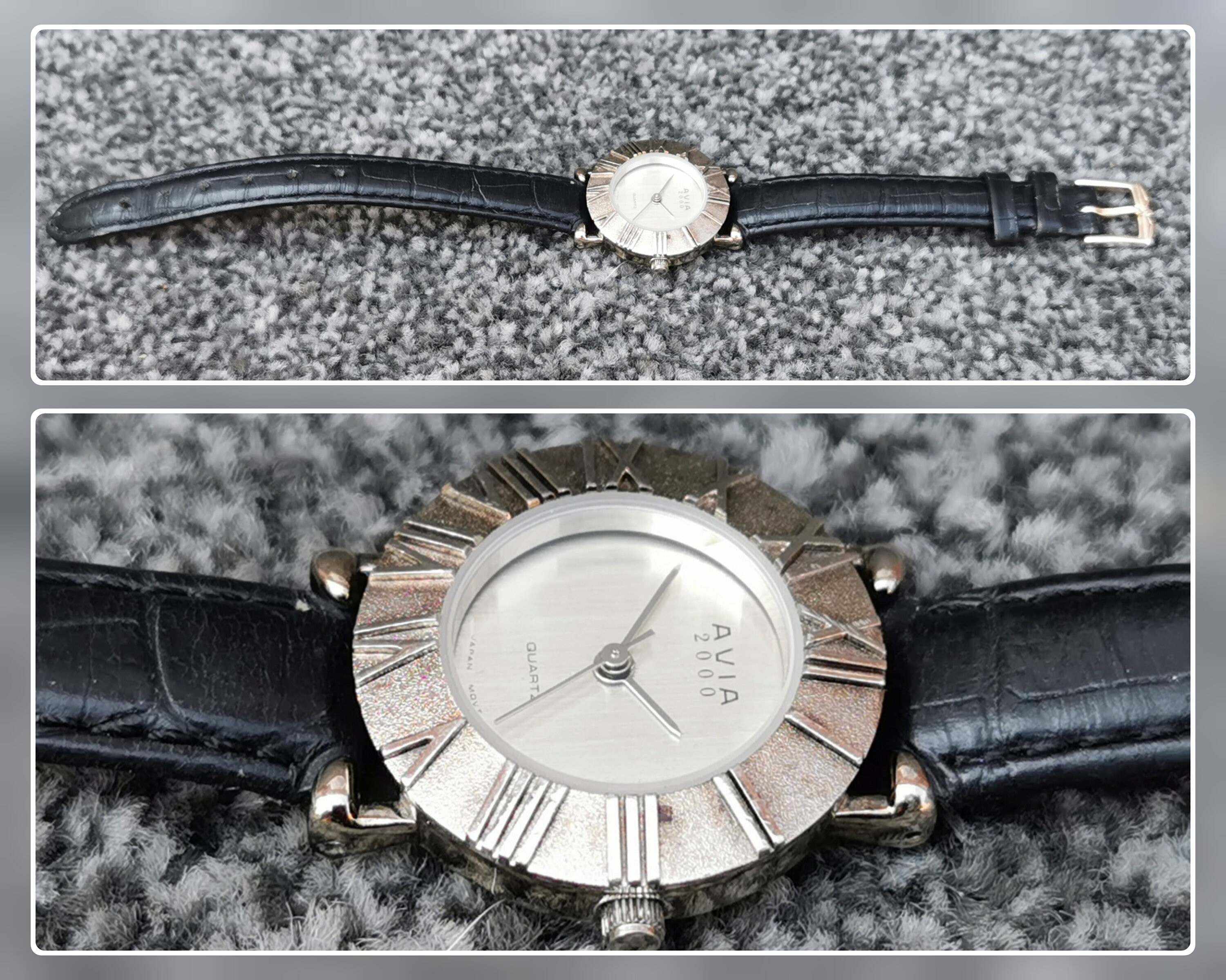 Classic AVIA 2000 Quartz Watch Roman Numeral Bezel Rotary Black