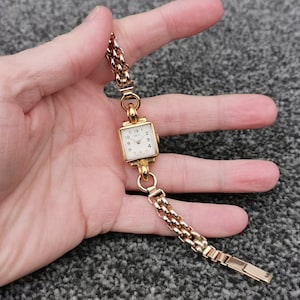 Vintage 1940s Astin Mechanical Cocktail Dress Watch, 15 Jewels, Gold-Plated Bracelet, Art Deco Jewellery