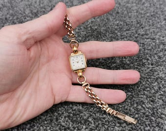 Vintage 1940s Astin Mechanical Cocktail Dress Watch, 15 Jewels, Gold-Plated Bracelet, Art Deco Jewellery