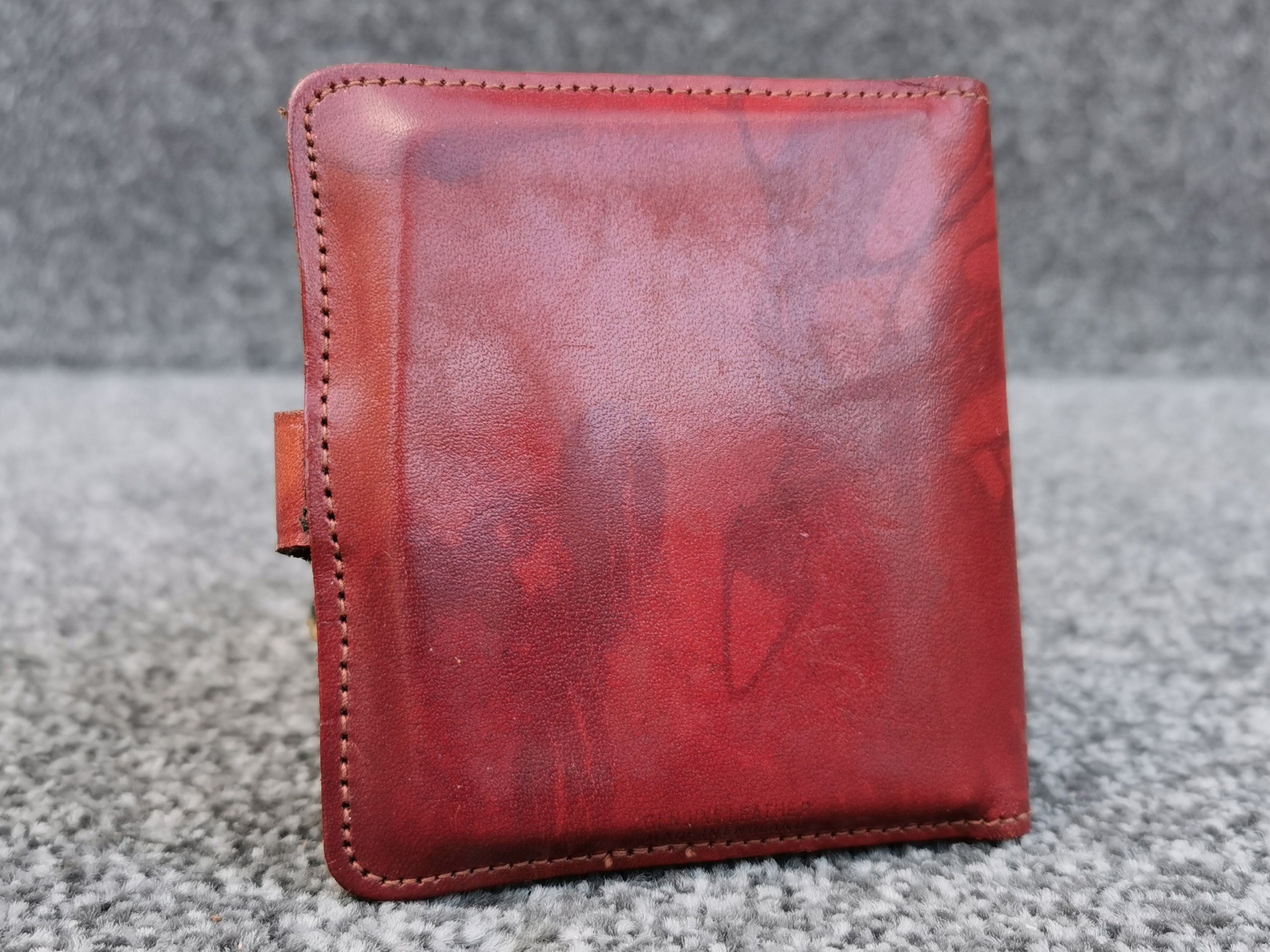 English Leon Jessel Retro Bambi Calf Leather Notecase Wallet Red Art Deco Design, Nice Product