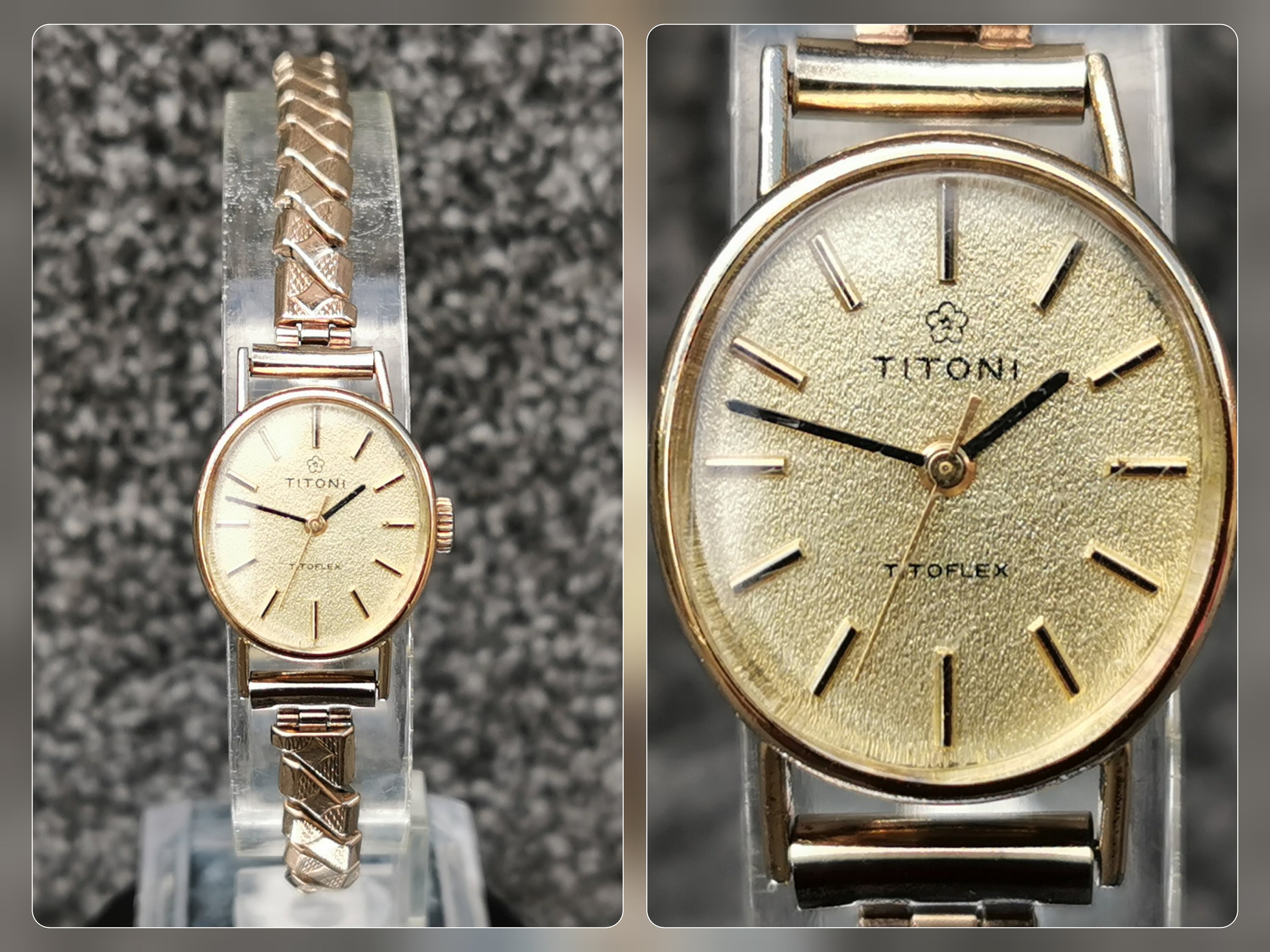 1970 s Titoni Titoflex Vintage Swiss Made 17 Jewels Oval Face Rolled Gold Expansion Bracelet Watch Etsy