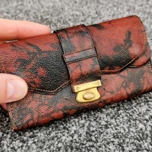 1940er Jahre 'Hausfrau' Marokko Leder Geldbörse Magic Wallet Concertina Design, British Made