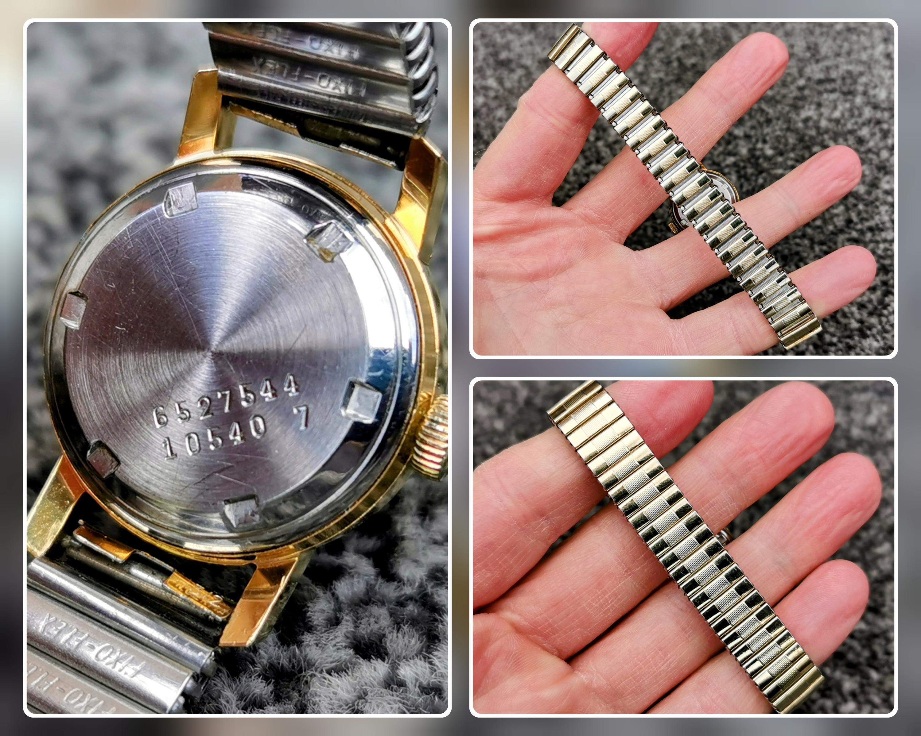 ヴィンテージ DOXA スイス製自動巻き腕時計、ラウンド型シルバー文字盤