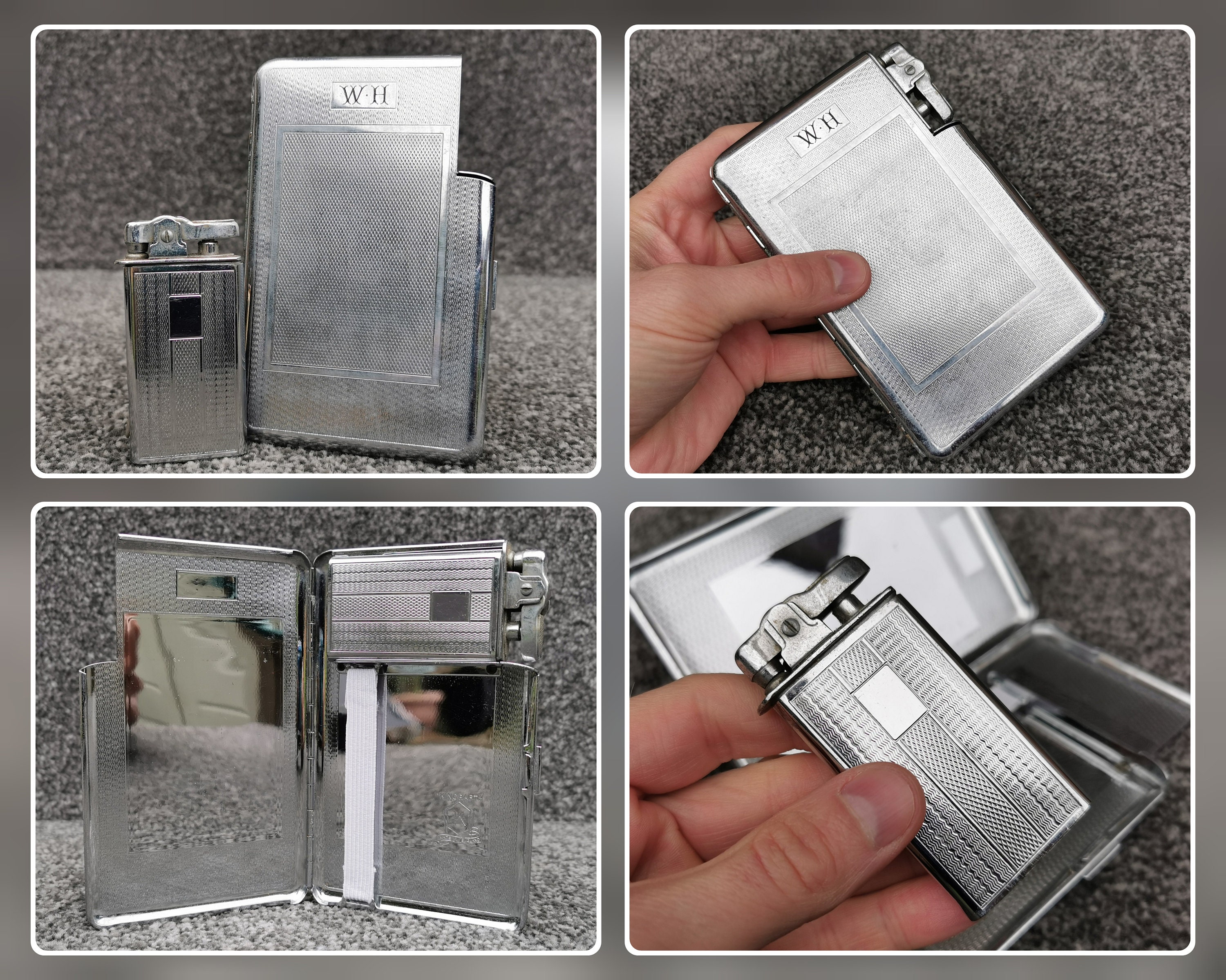 kincraft cigarette case with lighter Vintage Kincraft circa 1920 ciggerate case