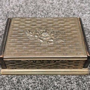 Scatola per sigari vintage, metallo e legno, metà secolo