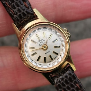 Vintage Systema Watch Swiss Made, Dainty Round Dial, 17 Jewels, New Exotic Leather Strap