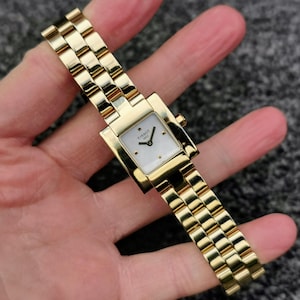 Tissot 1853 Swiss Made Quartz Watch, Square Pearl Dial, Gold-Plated Bracelet, Original Box