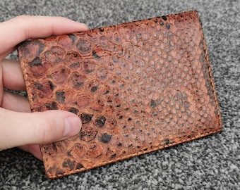 Portfel ze skóry wężowej w stylu vintage: ręcznie robiony, marokański, składany na pół