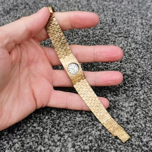 Vintage Bentley Swiss Made Watch, 17 Jewels, Tiny Dial, Gold-Plated Bracelet, Retro Jewellery Gift Idea